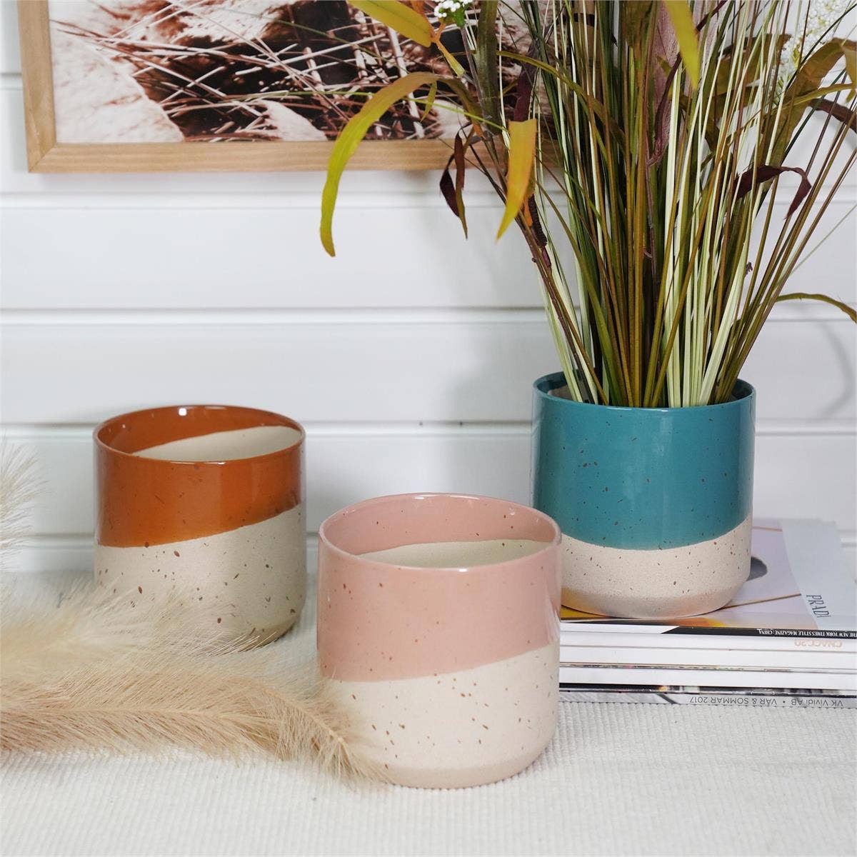 Truu Design Dipped Glaze Planters/Plant Pots, 5.1"D, 3 Col.