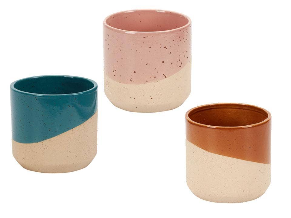 Truu Design Dipped Glaze Planters/Plant Pots, 5.1"D, 3 Col.
