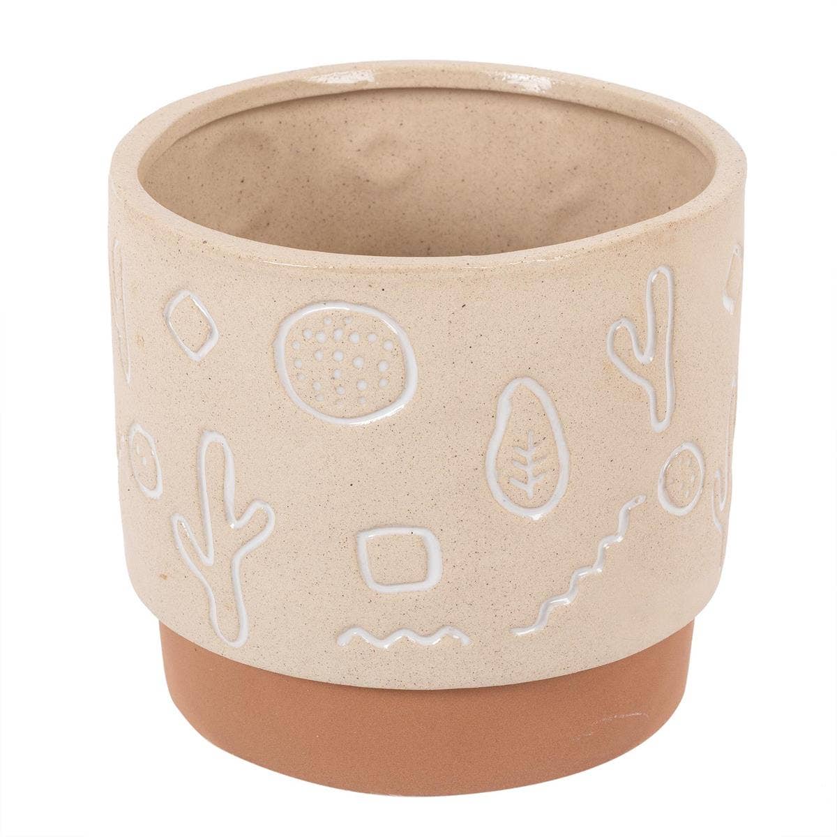 Truu Design Etched Symbols Planter, 5.25"D x 4.75"H