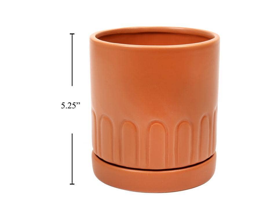 Laken Ceramic Planter with Saucer,4.8"D x 5.25"H