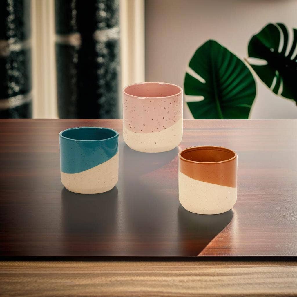 Truu Design Dipped Glaze Planters/Plant Pots, 5.1"D, 3 Col.