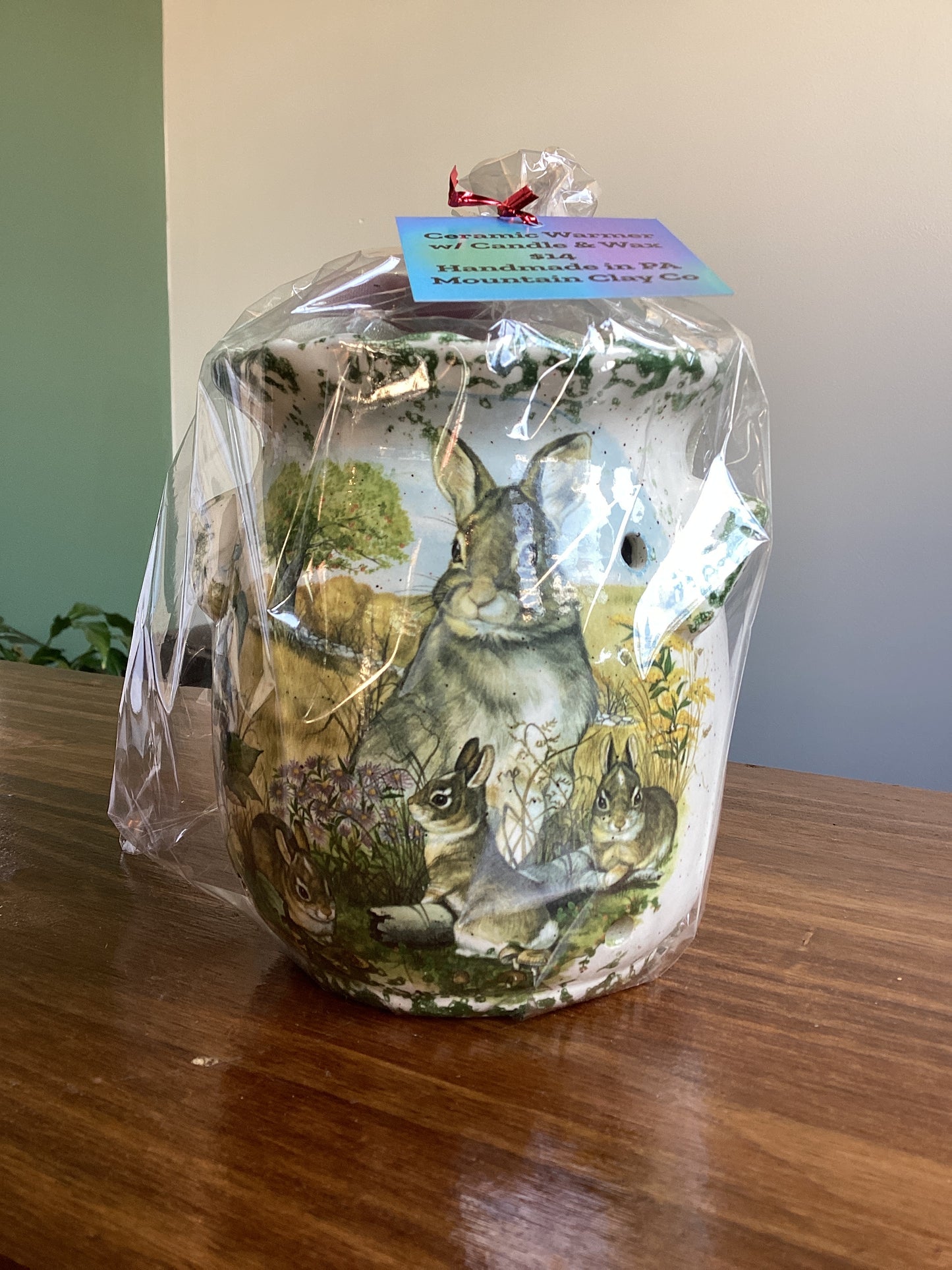 Ceramic warmer w/candle and wax
